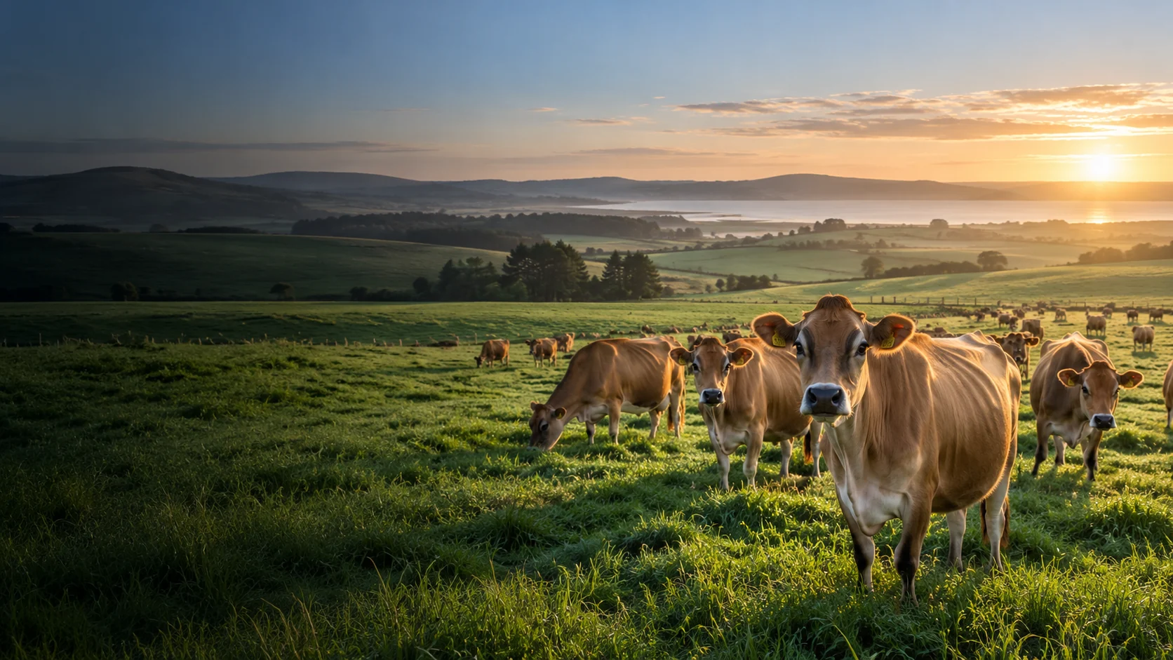 Jersey cows grazing in a green Southland pasture